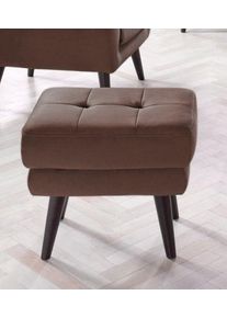 Andas Hocker Hemmink met knoopstiksels hockers maat Luxe-microvezel bruin