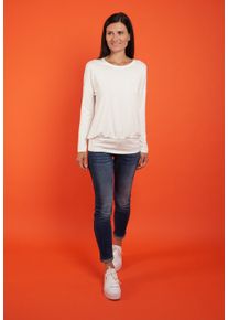 Seidel Moden Shirt met lange mouwen met brede, elastische tailleband - made in germany dames longsleeves maat 48 wit