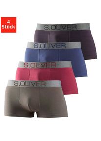 s.Oliver RED LABEL Beachwear Hipster strak zittende boxershorts voor heren van katoenmix (set, 4 stuks) heren hipsters maat M multicolor