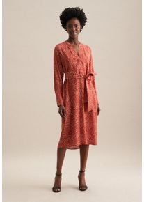 Seidensticker Zomerjurk Zwarte roos Lange mouwen kraag print dames jurken maat S (36) rood