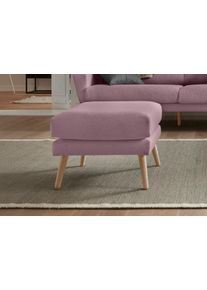 Andas Hocker Bille met eiken poten, design by morten georgsen hockers maat Fijne structuurstof roze