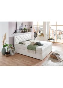 ATLANTIC HOME COLLECTION Boxspring Meike met xxl bedstee en topper boxsprings maat Kunstleder wit