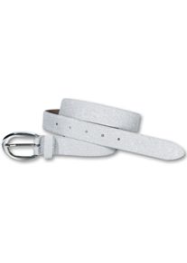 Silbergift Leren riem met glanzende oppervlakte dames brede riemen maat 100 zilver(kleur)