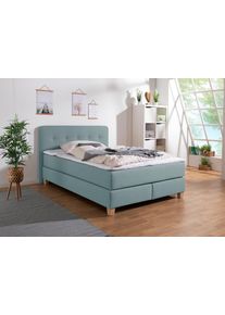 Home Affaire Boxspring Fargo in extra lang 220 cm, met topmatras, 3 uitvoeringen, 4, breedten boxsprings maat Fijne structuurstof groen