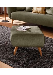 Home Affaire Hocker Baggio met houten voetjes hockers maat Veloursstof groen