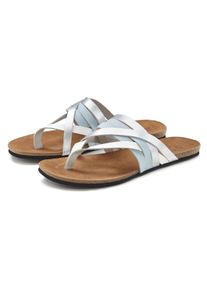 Lascana Teenslippers Sandaal, pantoletten van leer met kurken voetbed dames teenslippers maat 36 blauw