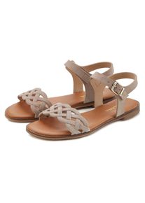 Lascana Sandalen Zomerschoen Sandalette, zomerschoen van leer met uitsparingen en zachte binnenzool dames schoenen maat 36 beige