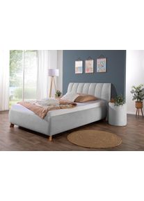Maintal Gestoffeerd bed Hügeldorf inclusief bedlade, verkrijgbaar in h2, h3 & h4, van cord bekleding bedden maat Cord grijs