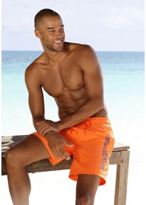 s.Oliver RED LABEL Beachwear Zwemshort Philip met logoprint in used look heren zwembroeken maat M (50) oranje