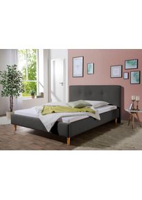 Maintal Gestoffeerd bed Lonepine Zijkanten van het bed zelf te monteren, zonder bedkist bedden maat Structuurstof (100% polyester) grijs