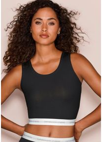 Copenhagen Studios Top met zachte logo-bund en van elastische katoen-modal kwaliteit dames armloze tops maat M (38) zwart