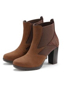 Lascana Chelsea-boots met blokhak en stretch-inzet, high-heel enkellaars vegan dames chelsea boots maat 42 bruin