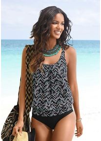 Lascana Oversized tankini met grafische print dames appel maat 36 zwart