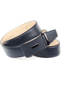 Anthoni Crown Leren riem Met de hand genaaide riem met gekleurde carbon-gesp heren riemen maat 100 blauw