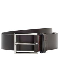 Hugo Leren riem Giaspo met logo-reliëf op de lus en rode naad heren riemen maat 85 bruin