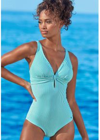 s.Oliver RED LABEL Beachwear Badpak met een v-hals en cut-out dames badpakken maat A/B groen