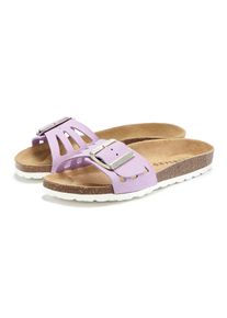 ELBSAND Slippers Sandalen Mule, open schoen van leer met zacht comfortkurken voetbed dames sandaaltjes maat 36 paars
