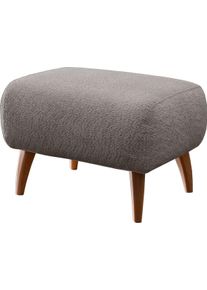 Home Affaire Hocker Baggio met houten voetjes hockers maat Luxe-microvezel zacht grijs