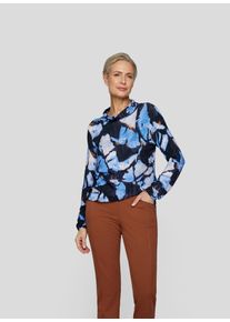 Rabe Shirt met lange mouwen met allover-print en staande kraag dames longsleeves maat 42 blauw