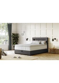 COTTA Boxspring Kelly uitgerust met led-licht, incl. bedlade boxsprings maat Platweefsel LINNEN-LOOK grijs
