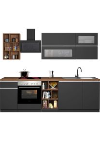 Kochstation Keukenblok KS-Sole Breedte 256 cm, hangkasten met melkglas, zonder elektrische apparaten keukenkast series maat - grijs