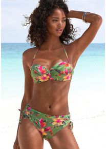 Lascana Bikinibroekje MALIA met zijrimpeling met tropische print dames bikinibroekjes maat 34 groen