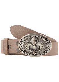 RETTUNGSRING by showroom 019° RETTUNGSRING by showroom 019° Leren riem met verwisselbare sluiting "lelie antiek zilverkleur" unisex riemen maat 100 bruin