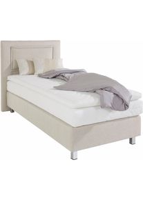 WESTFALIA Polsterbetten Boxspring incl. topmatras van koudschuim en sierkussen boxsprings maat Structuurstof beige