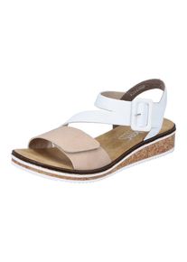 Rieker Sandalen zomerschoen, sandaal, sleehak, met asymmetrische bandjes dames sandaaltjes maat 36 beige