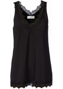 rosemunde Shirt voor eronder Billie Tank Top Vintage-kantenrand aan V- hals en zoom dames tops met korte mouw maat 46 zwart