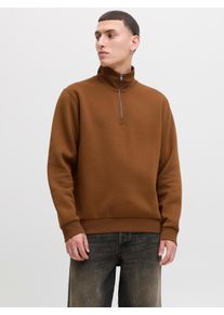 Jack & Jones Jack & Jones Sweatshirt JJEBRADLEY SWEAT HALF ZIP NOOS heren sweaters maat S bruin