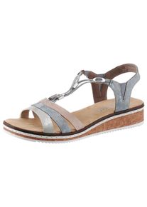 Rieker Sandalen zomerschoen, sandaal, sleehak, met subtiele decoratieve versiering dames sandaaltjes maat 36 blauw
