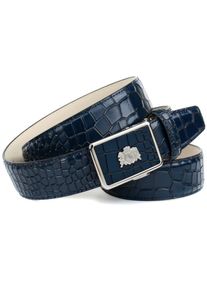Anthoni Crown Leren riem in kroko-look met zilverkleurig wapen heren riemen maat 100 blauw