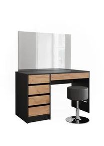 VICCO Schminktisch Sherry Anthrazit 120 x 75 cm mit Spiegel und Hocker , Anthrazit, Honigeiche , Holzwerkstoff , Rechteckig , 120x75x55 cm , Schlafzimmer, Schminktische