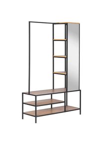 Mid.you Garderobe , Naturfarben, Schwarz , Metall, Glas, Holzwerkstoff , 7 Fächer , 110x177x40 cm , Garderobe, Garderoben-Sets & Garderoben-Serien