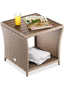 Casaria Mesa auxiliar de poliratán crema 45x45x40cm