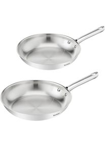 Tefal , Pfannen-Set »Duetto On« Edelstahl Set, 2 Stk. tlg. 24/28 cm, unversiegelt, Induktion, genieteter Griff, backofengeeignet , Edelstahl