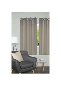 Home Basics , Vorhang »BENOGA 2er SET« Ösen 2 Stk. tlg. SET, Ösenschal, Uni, Dekostruktur , stein , Obermaterial: 100% Polyester , 175 cm