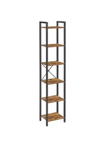 Boxxx Bücherwand , Braun, Schwarz , Metall, Holzwerkstoff , Vintage , 6 Fächer , 40x187.5x30 cm , Typenauswahl, Beimöbel erhältlich, stehend ,