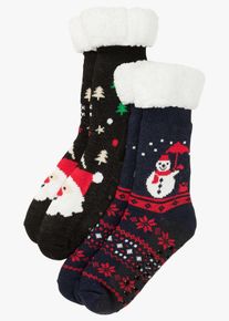 Calzini morbidi con fodera in peluche (pacco da 2 paia), Blu, Taglia 39-42, bonprix