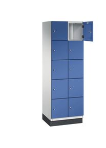 C+P Vijfvoudige locker Cambio, 2 compartimenten, lichtgrijs / gentiaanblauw, plaatstalen deur, b = 600 mm, 10 vakken