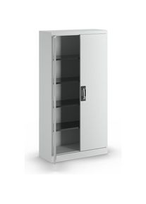 C+P Stalen kast met vleugeldeuren, h x b x d = 1950 x 1000 x 420 mm, lichtgrijs