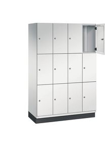 C+P Drievoudige locker Cambio, 4 compartimenten, lichtgrijs, plaatstalen deur, b = 1200 mm, 12 vakken