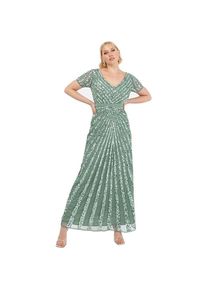MAYA DELUXE, Damen, Kleider, Paillettenverzierte Abendrobe mit V-Ausschnitt und Empire-Taille für festliche Anlässe, Grün, (44)