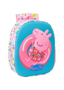 Peppa Pig, Kindergartentasche, Kinderrucksack Blau Weiss Rosa 27 X 33 X 10 Cm 3D, Mehrfarbig