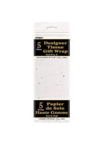 UNIQUE 5 wrapping paper sections white with glitter