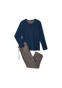Tchibo - Pyjama-Set mit gewebter Hose - Herren - Gr. L - dunkelblau