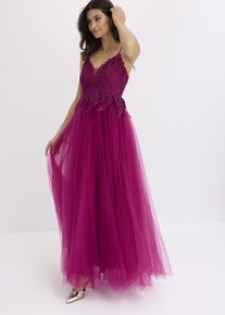 bonprix Abendkleid aus zartem T&uuml;ll mit Spitze, pink, Gr.42, Modern und feminin: Bezauberndes Abendkleid in Maxi-L&auml;nge aus zartem T&uuml;ll mit Spitze