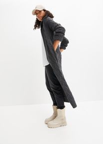 bonprix Női Hossz&uacute; k&ouml;t&ouml;tt kab&aacute;t fonott k&ouml;t&eacute;smint&aacute;val, sz&uuml;rke, 40/42