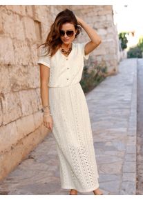 Damen Jerseykleid im H&auml;kel-Look in champagner ,Gr&ouml;&szlig;e 36, WITT, 70% Baumwolle, 30% Polyamid